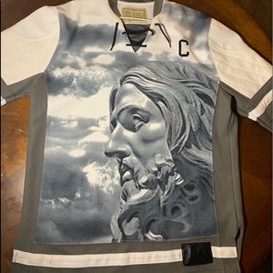 Long sleeve hockey jersey type shirt.